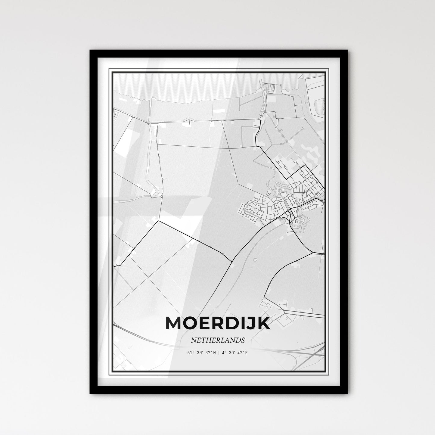  Moerdijk Netherlands - Scandinavian Style City Map for Modern Home Decor