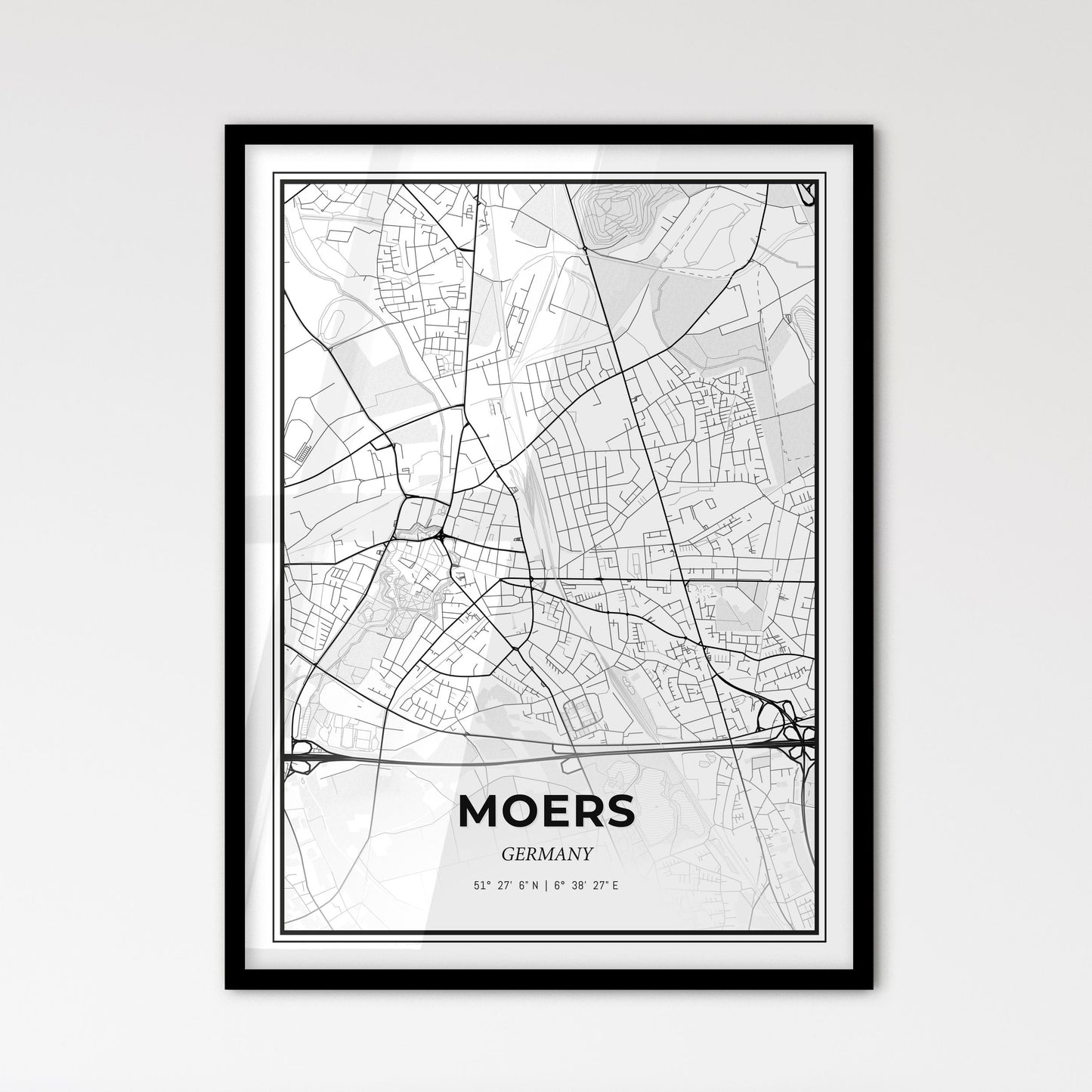 Moers Germany - Scandinavian Style City Map for Modern Home Decor