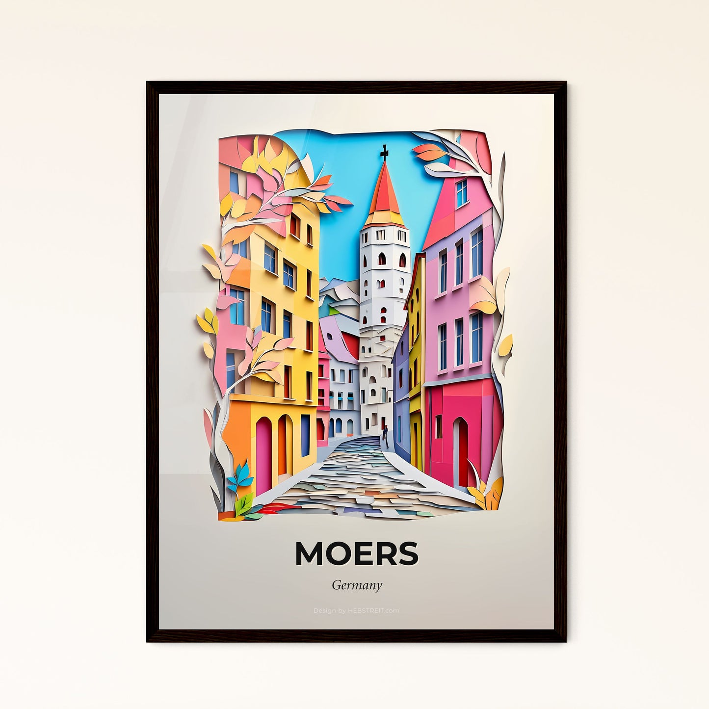 Vivid Moers, Germany - a paper cut of a city with a clock tower