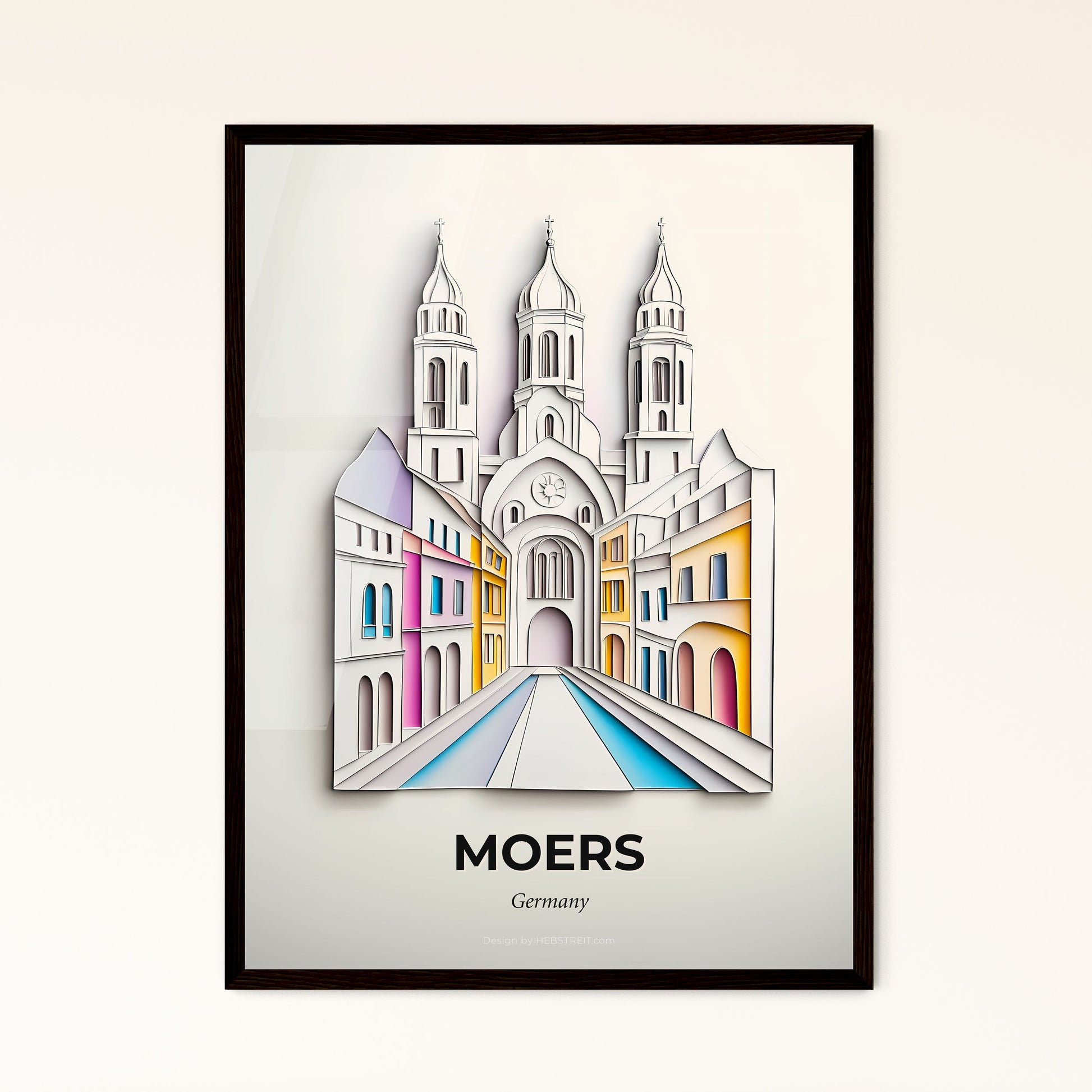 Vivid Moers, Germany - a paper cut of a city with a clock