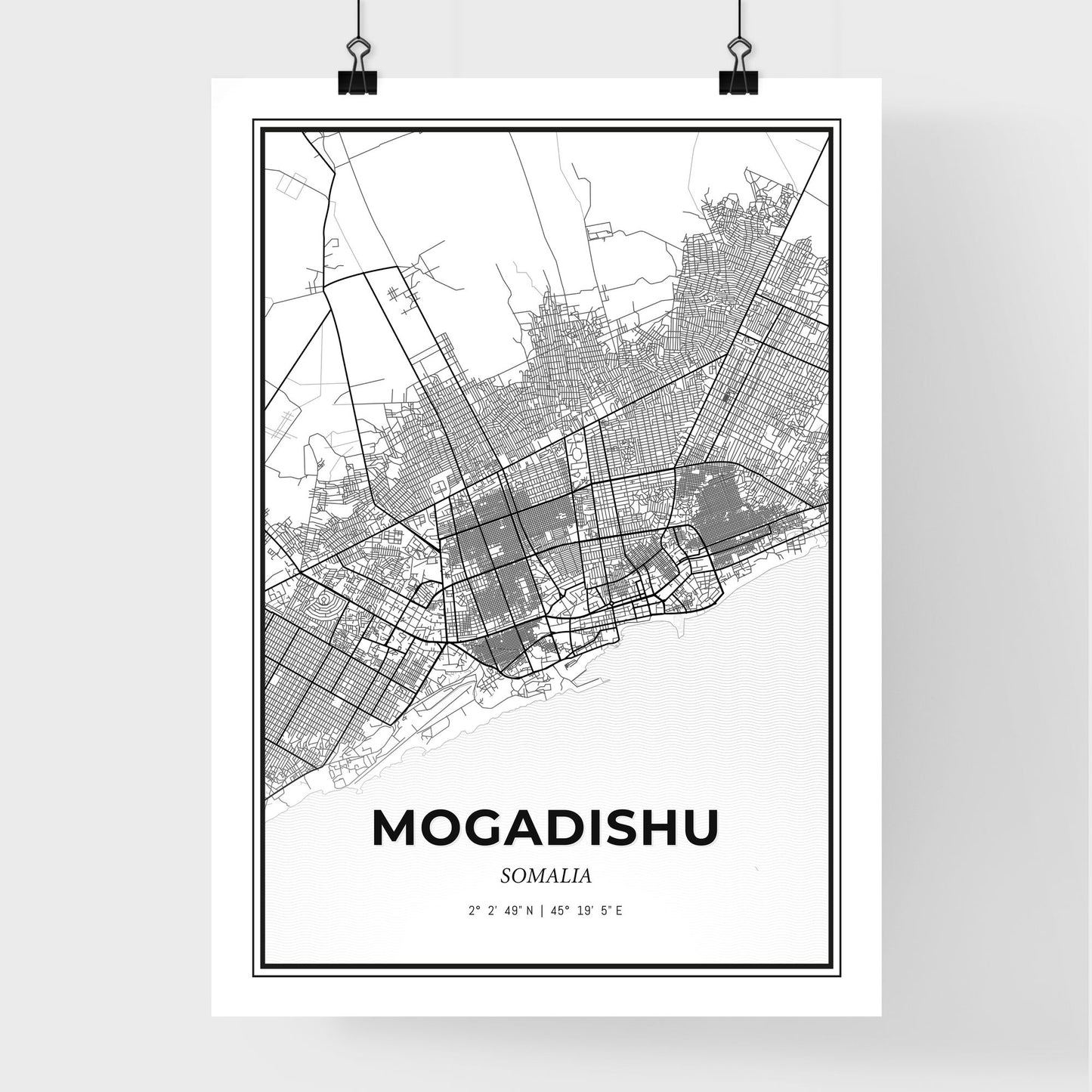 Mogadishu Somalia - Premium City Map Poster