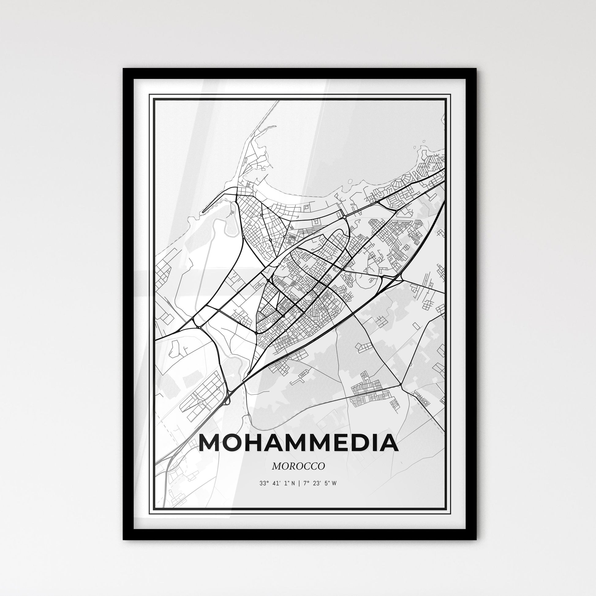 Mohammedia Morocco - Scandinavian Style City Map for Modern Home Decor