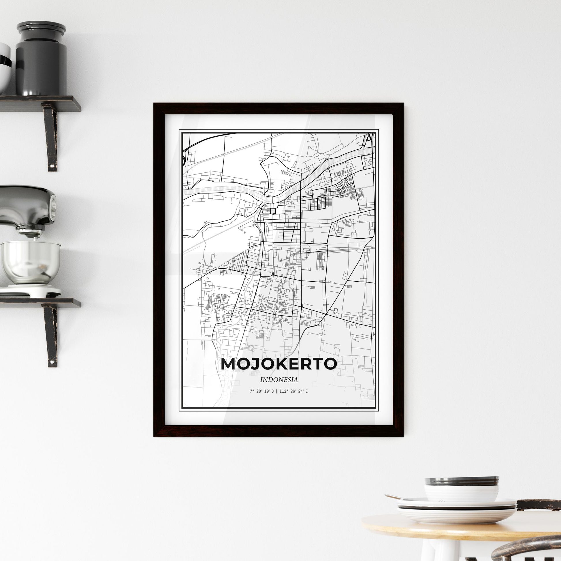 Mojokerto Indonesia - Minimal City Map