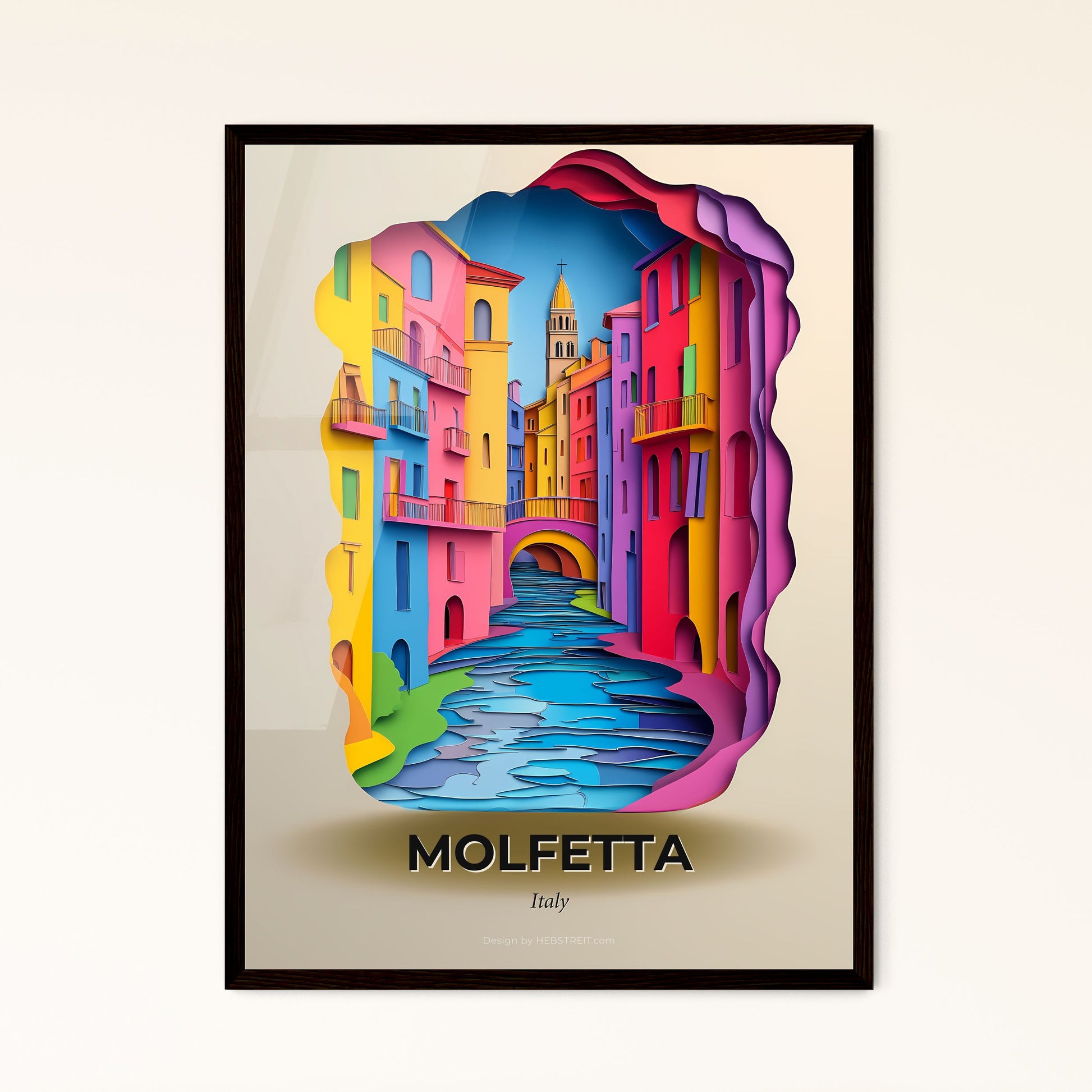 Vivid Molfetta, Italy - a colorful city with a river and a bridge