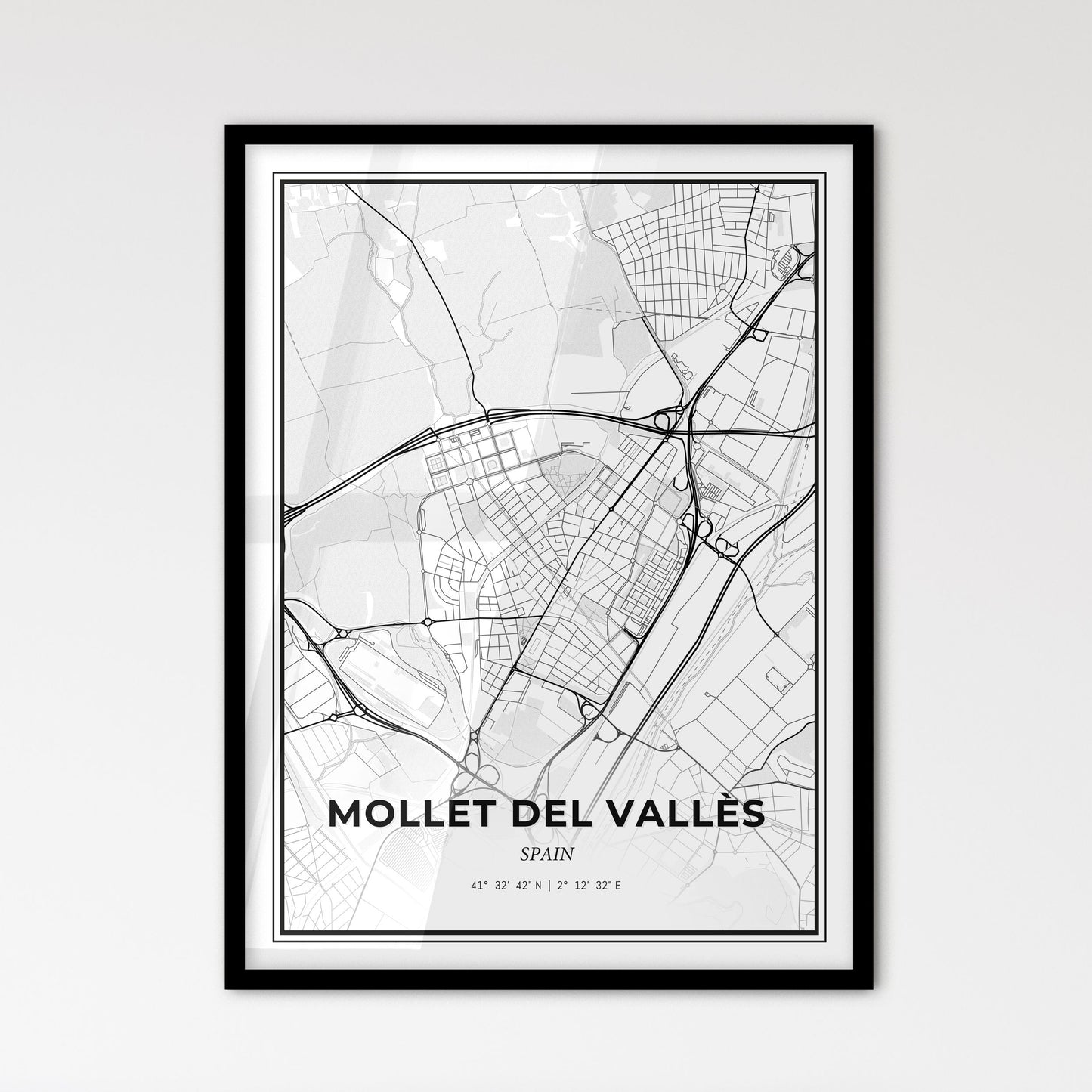 Mollet del Vallès Spain - Scandinavian Style City Map for Modern Home Decor