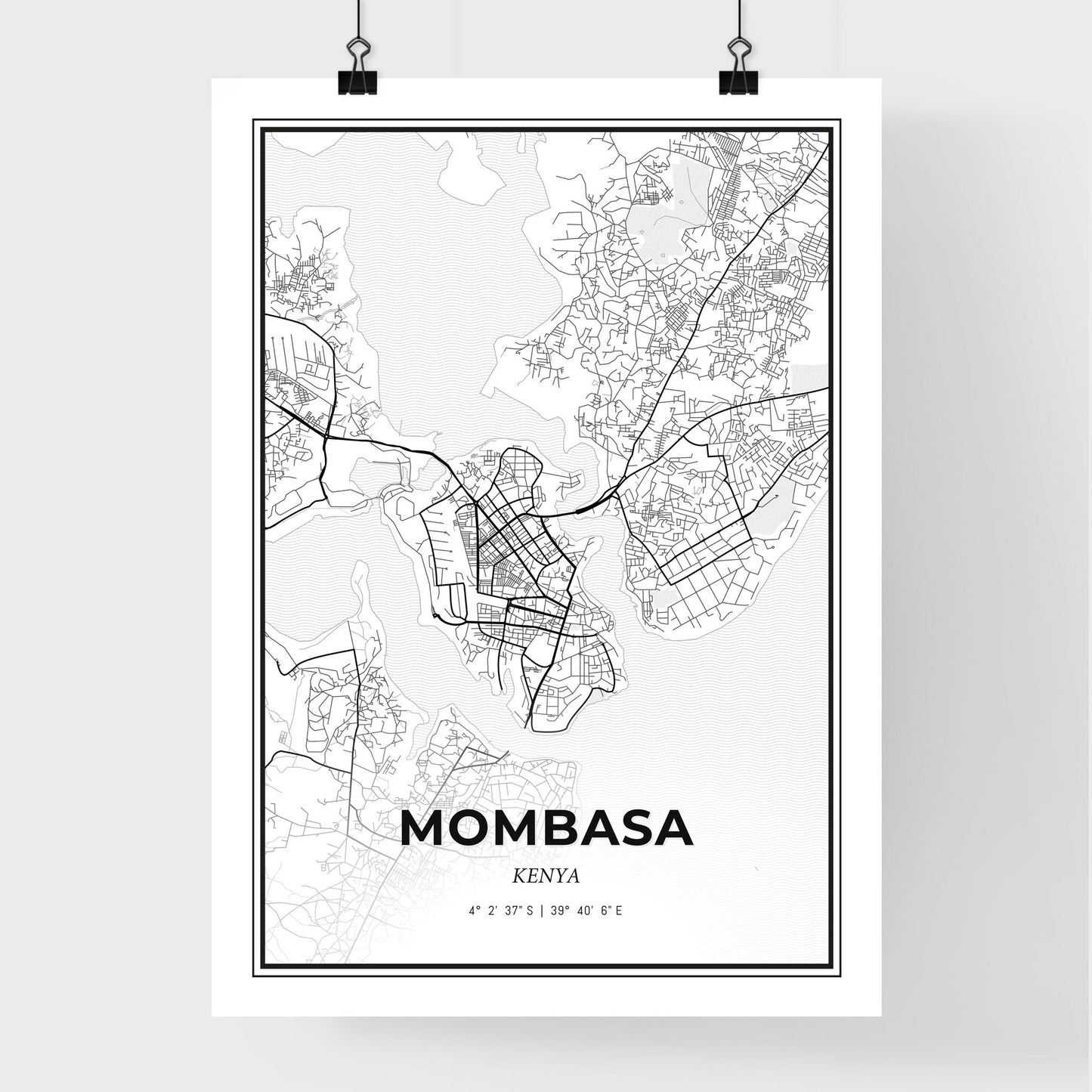 Mombasa Kenya - Premium City Map Poster