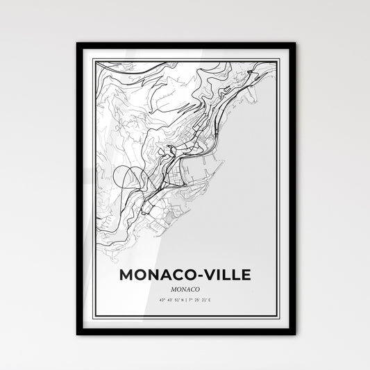 Monaco-Ville Monaco - Scandinavian Style City Map for Modern Home Decor