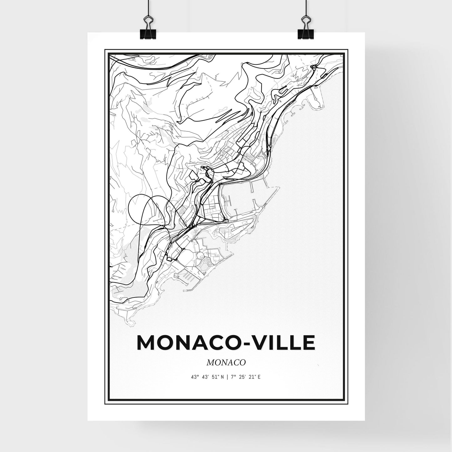 Monaco-Ville Monaco - Premium City Map Poster