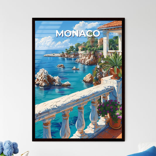 Colorful Painting Depicting Vibrant Balcony Overlooking Ocean in Monaco Europe