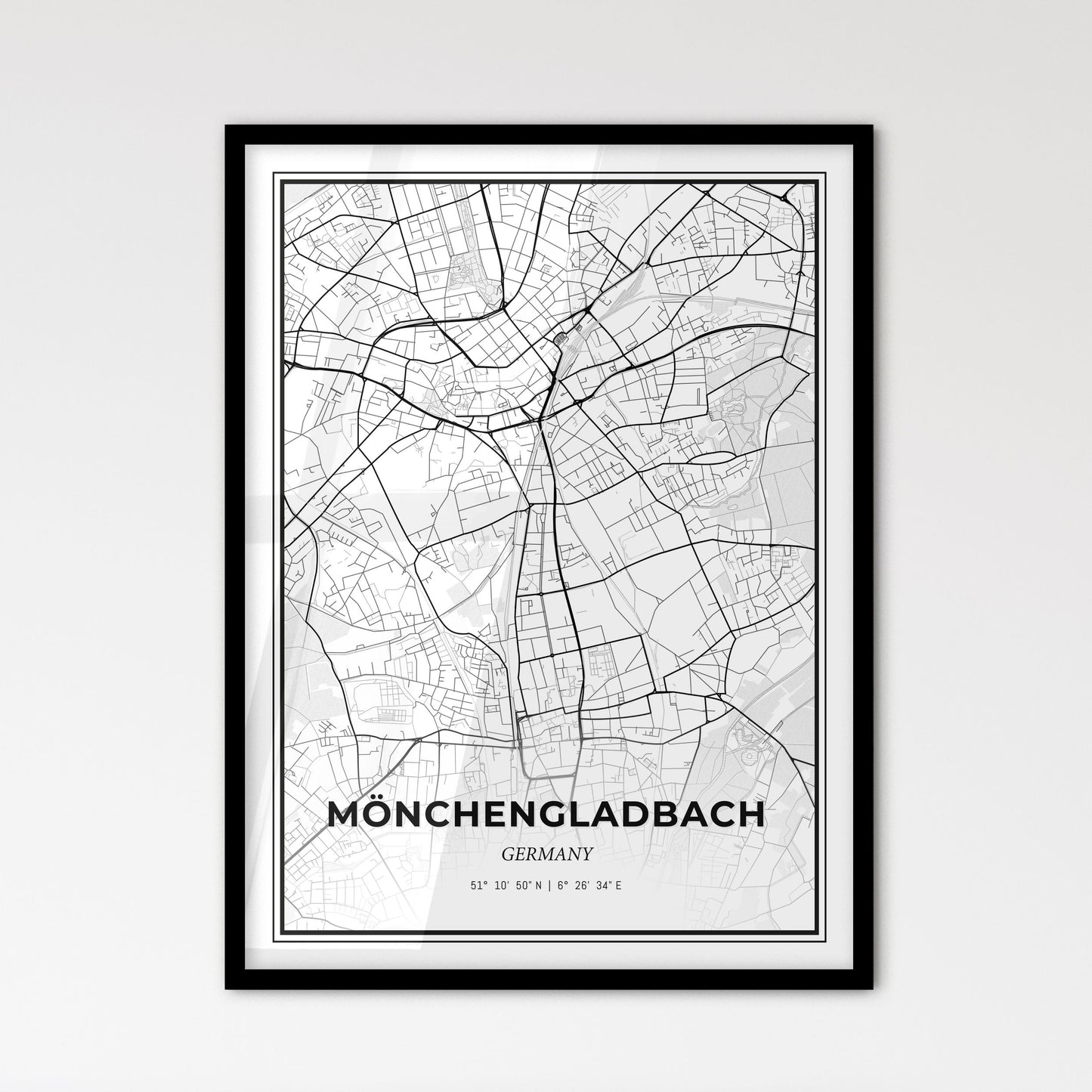 Monchengladbach Germany - Scandinavian Style City Map for Modern Home Decor