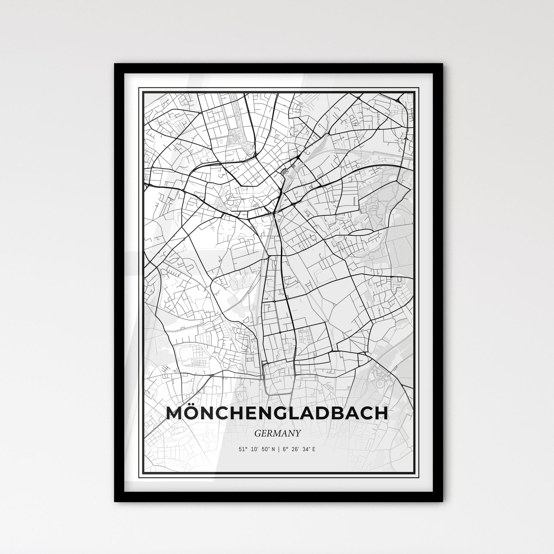 Monchengladbach Germany - Scandinavian Style City Map for Modern Home Decor