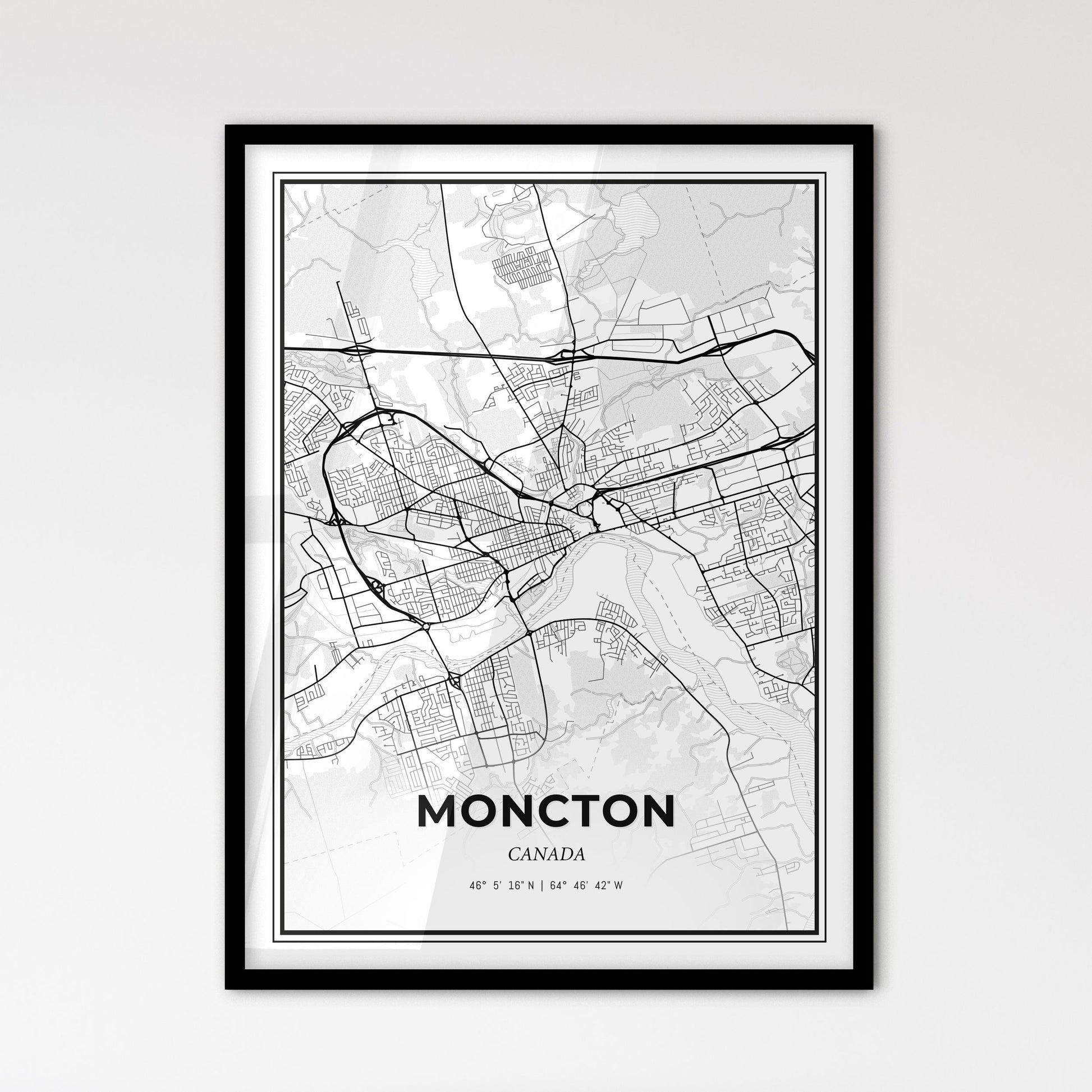 Moncton Canada - Scandinavian Style City Map for Modern Home Decor