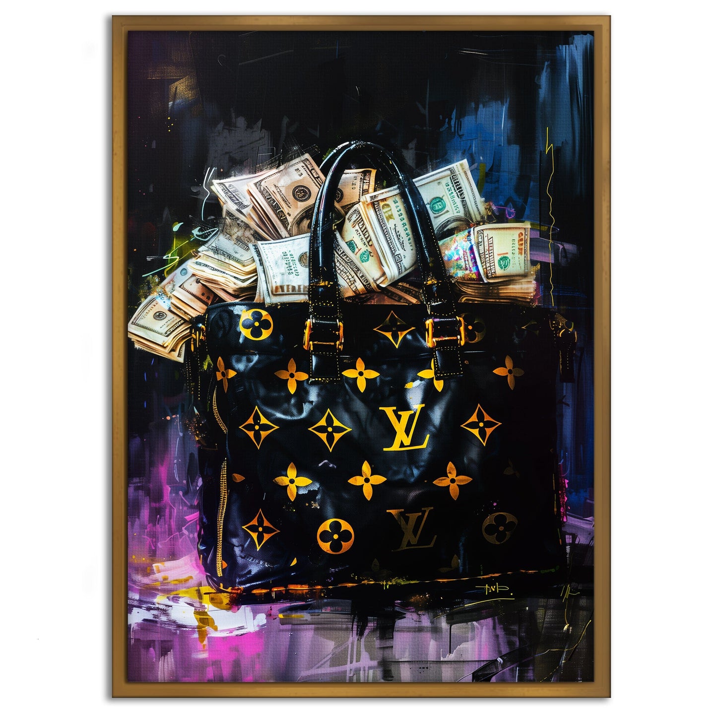 Money Stacks - Leinwandbild Pop Art / Luxuriös