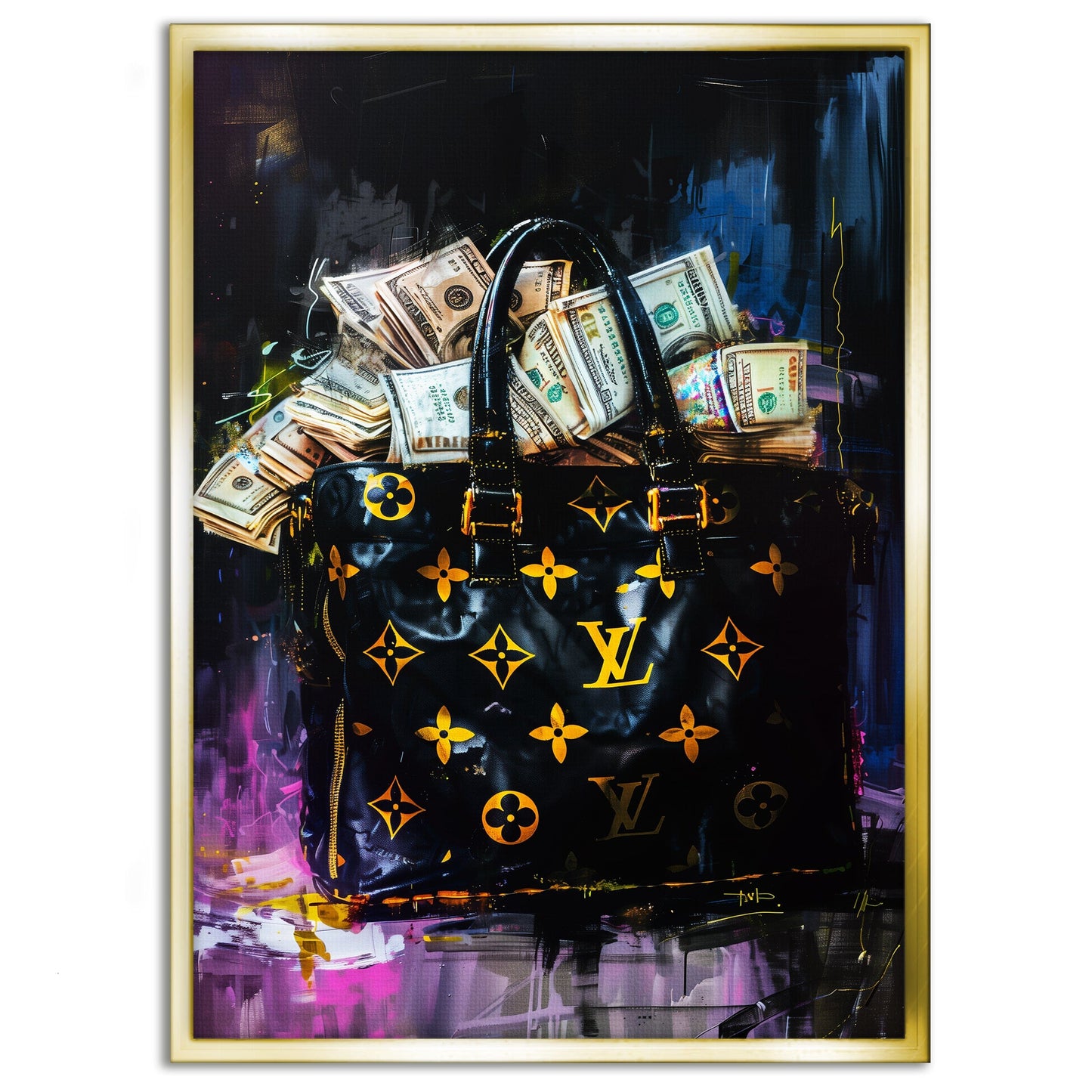 Money Stacks - Leinwandbild Pop Art / Luxuriös