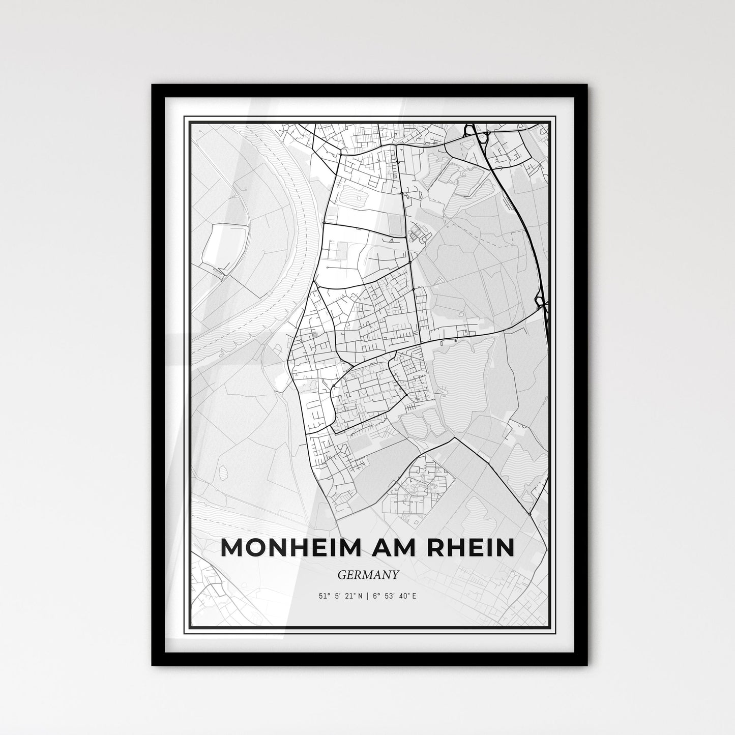 Monheim am Rhein Germany - Scandinavian Style City Map for Modern Home Decor