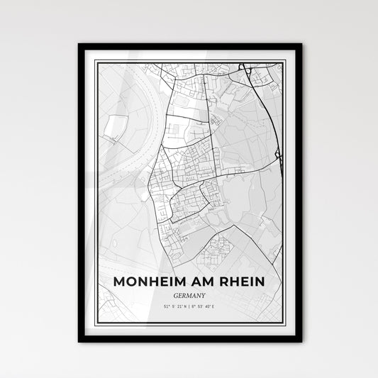 Monheim am Rhein Germany - Scandinavian Style City Map for Modern Home Decor