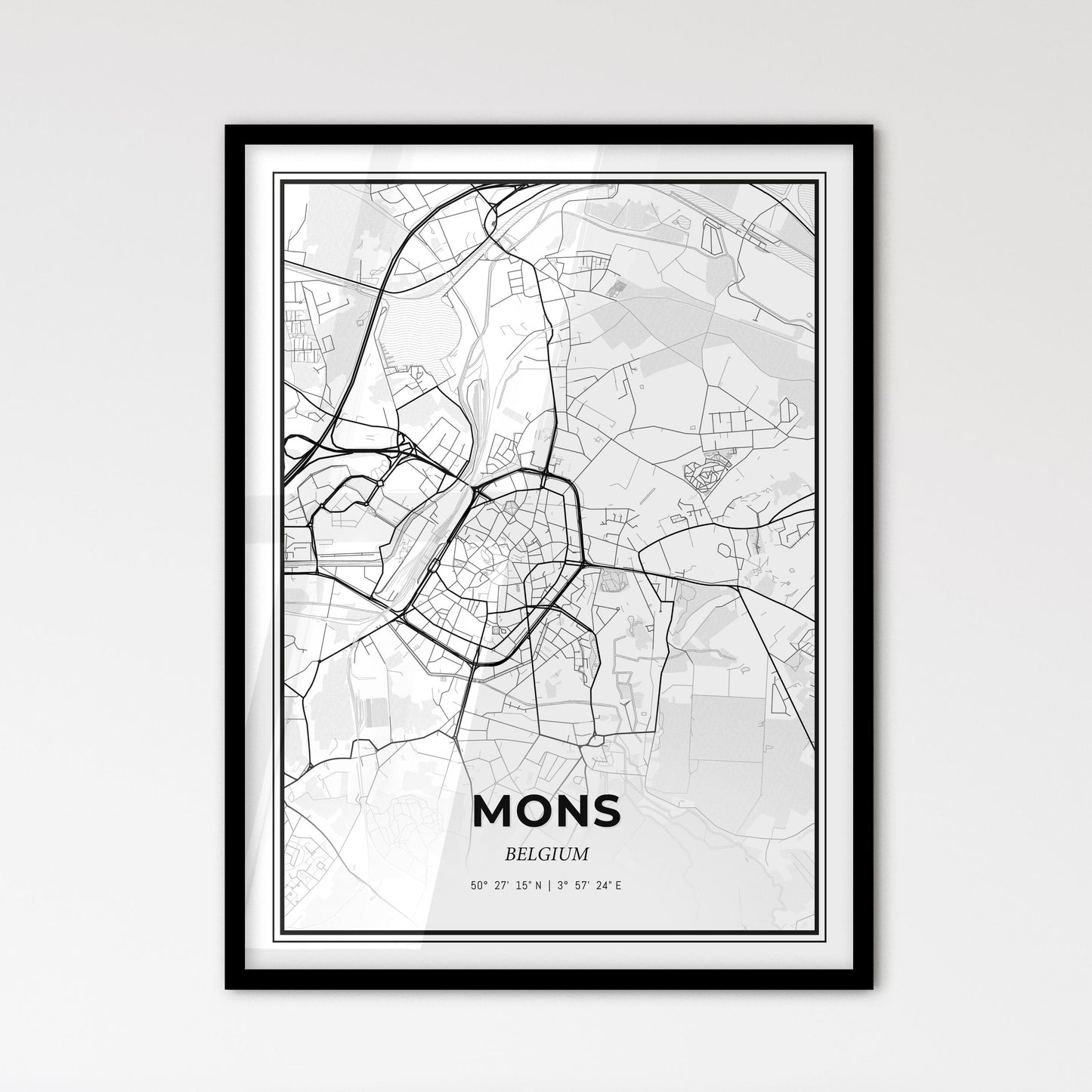 Mons  Belgium - Scandinavian Style City Map for Modern Home Decor