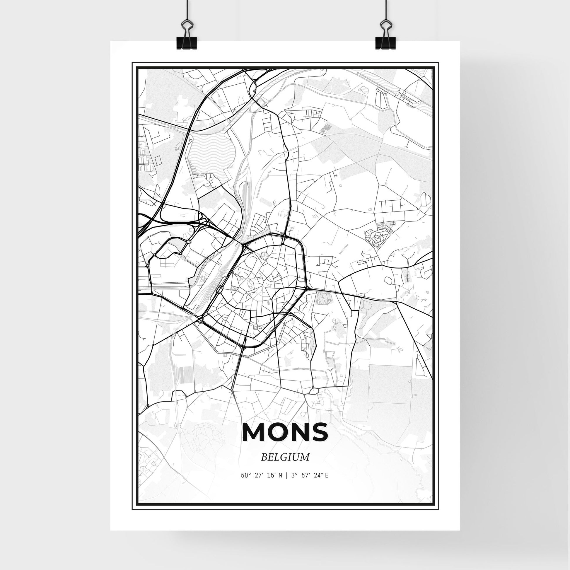 Mons  Belgium - Premium City Map Poster