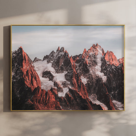 Aiguilles of Mont Blanc Wall Art – Alpine Sunset Photography Print