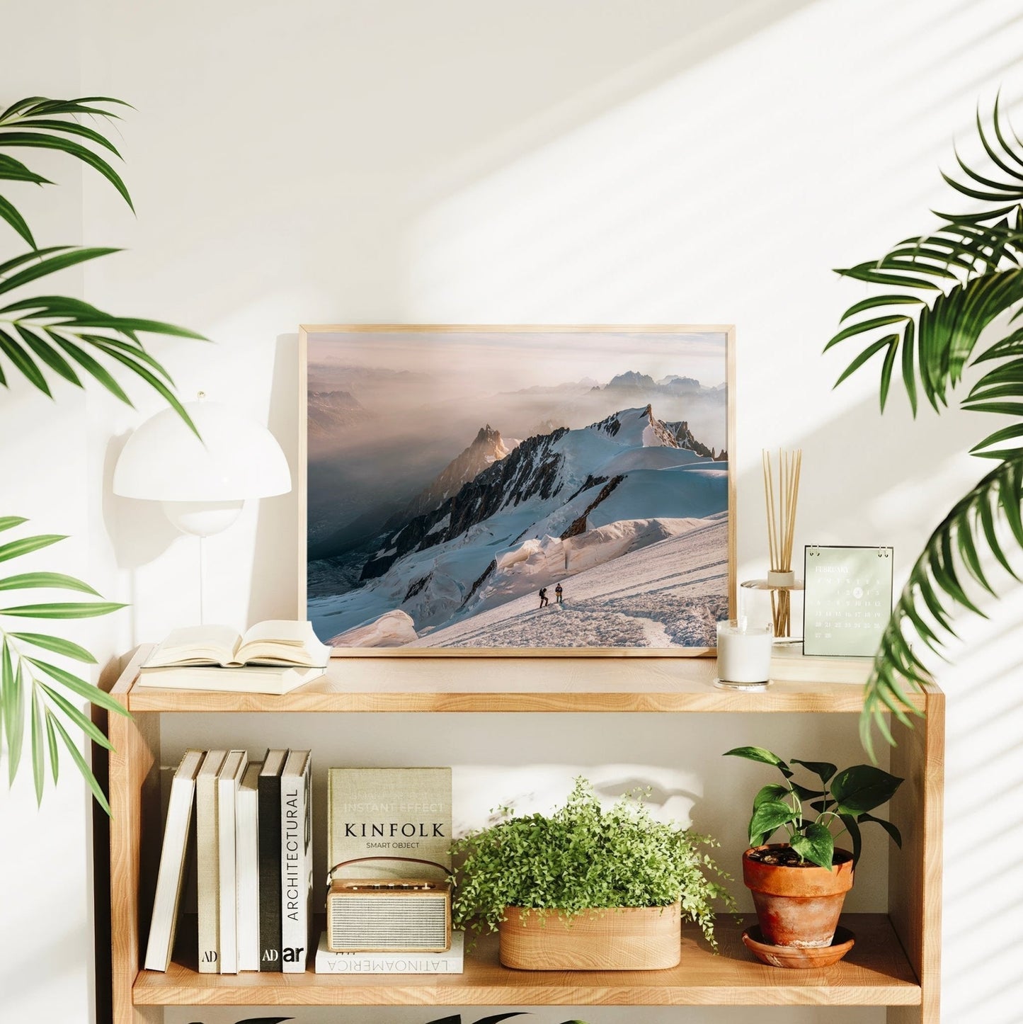 Mont Blanc Mountaineering Wall Art – Climbers at Sunrise, Chamonix Alpine Print