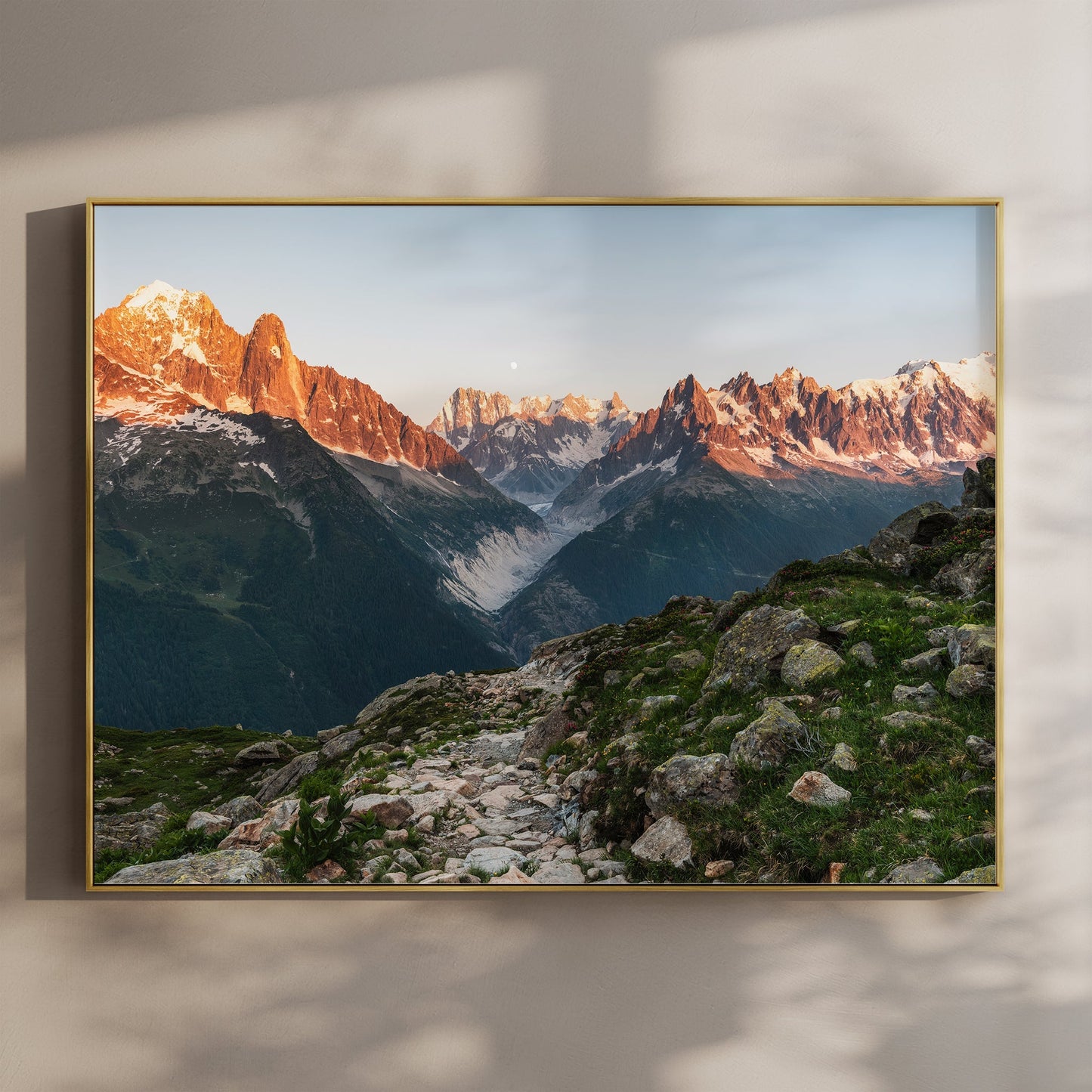 Mont Blanc Massif Sunset Wall Art - Chamonix Print with Mer de Glace View