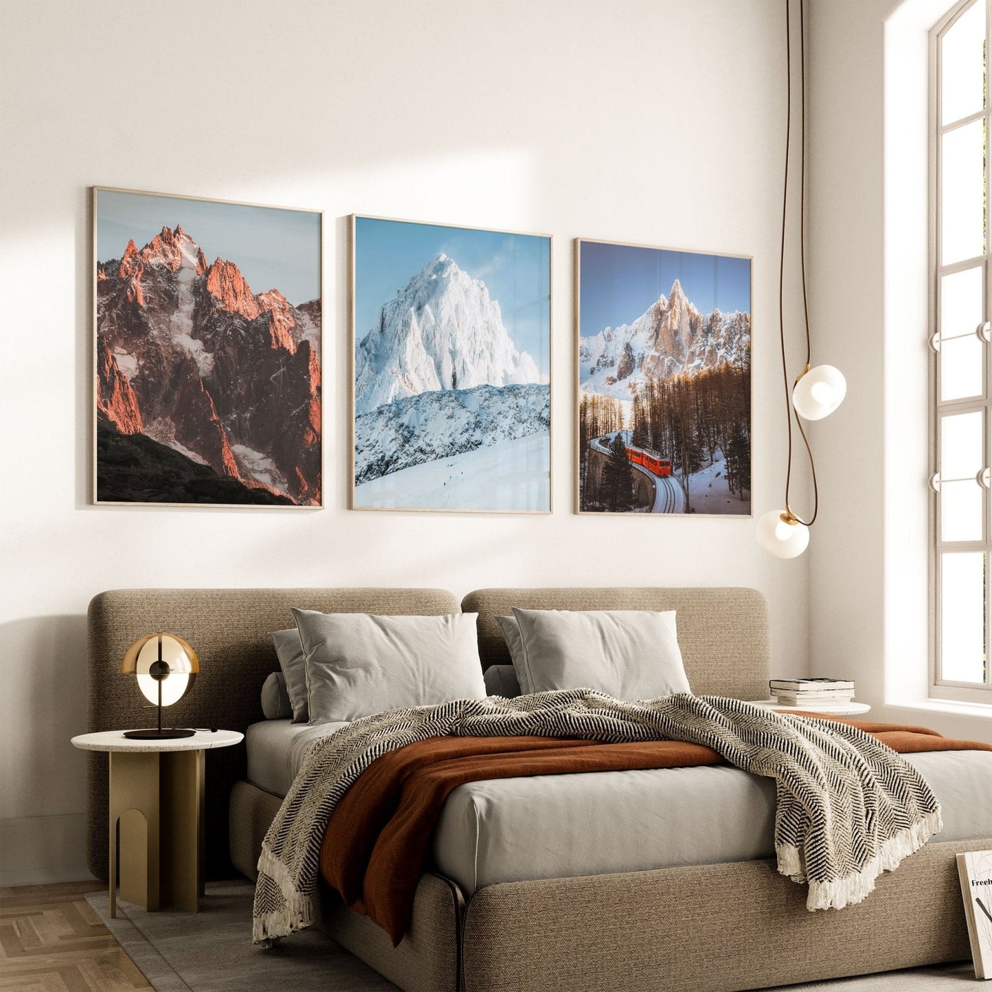 Chamonix Mountains Triptych Wall Art Set