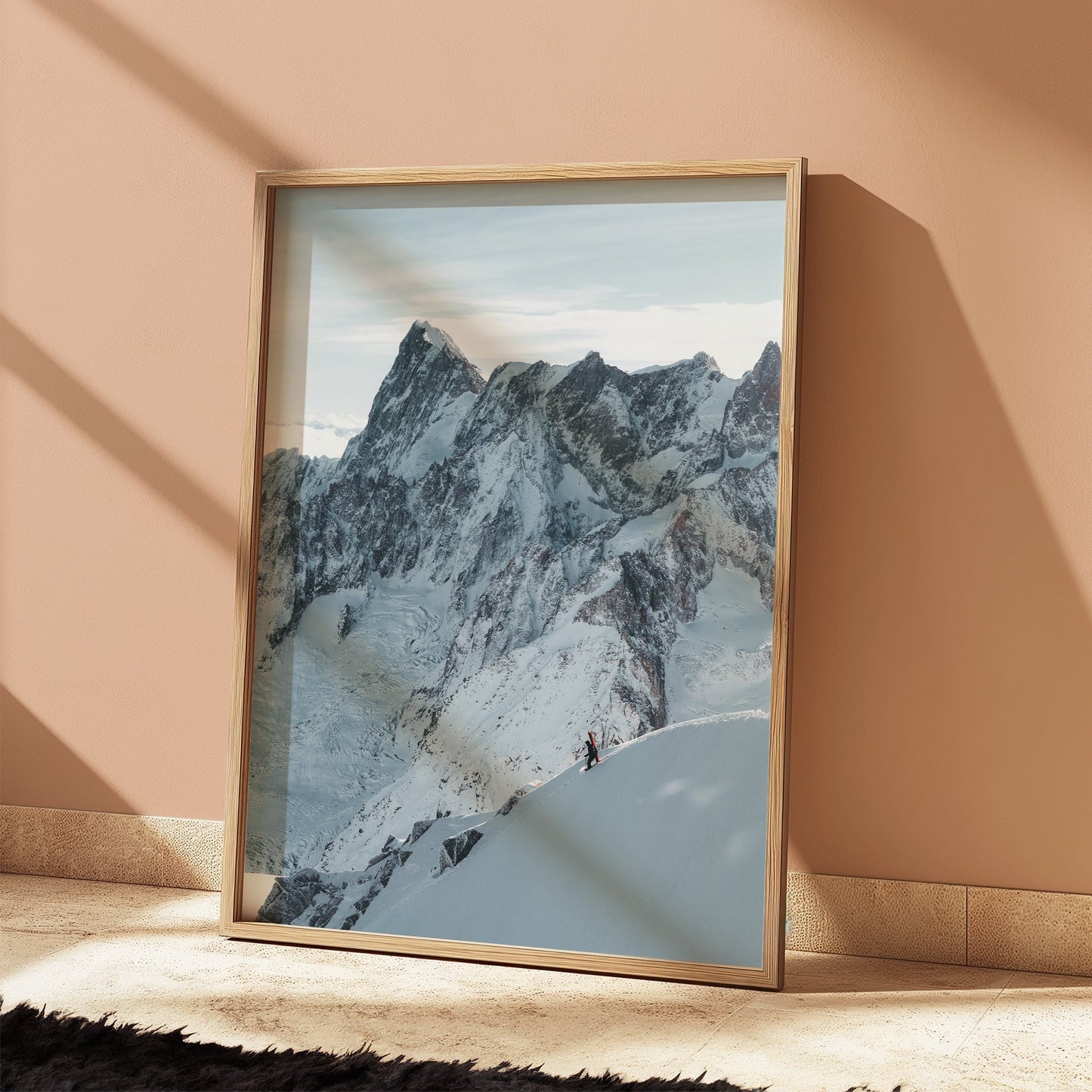 Skier Descending the Iconic Midi Arete | Alpine Mountain Wall Art Print