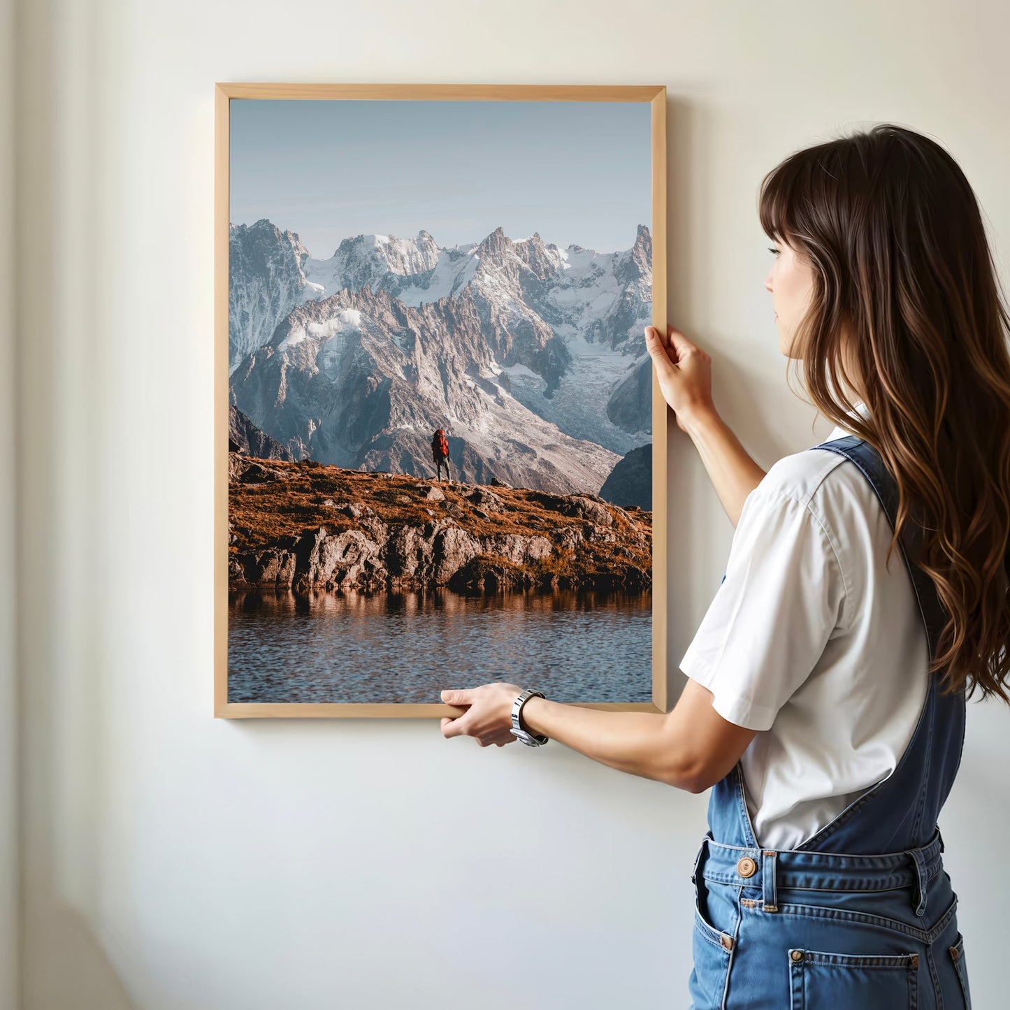 Hiker on the Tour du Mont Blanc Print - Chamonix Mountain Wall Art