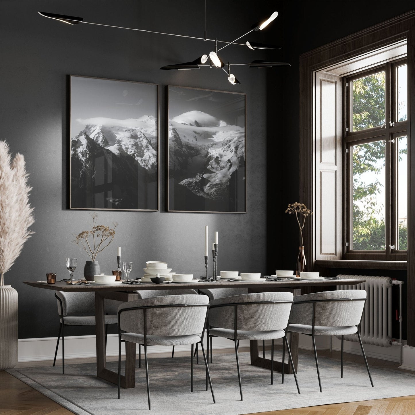 Mont Blanc Massif Monochrome Wall Art – Premium Mountain Photography Prints
