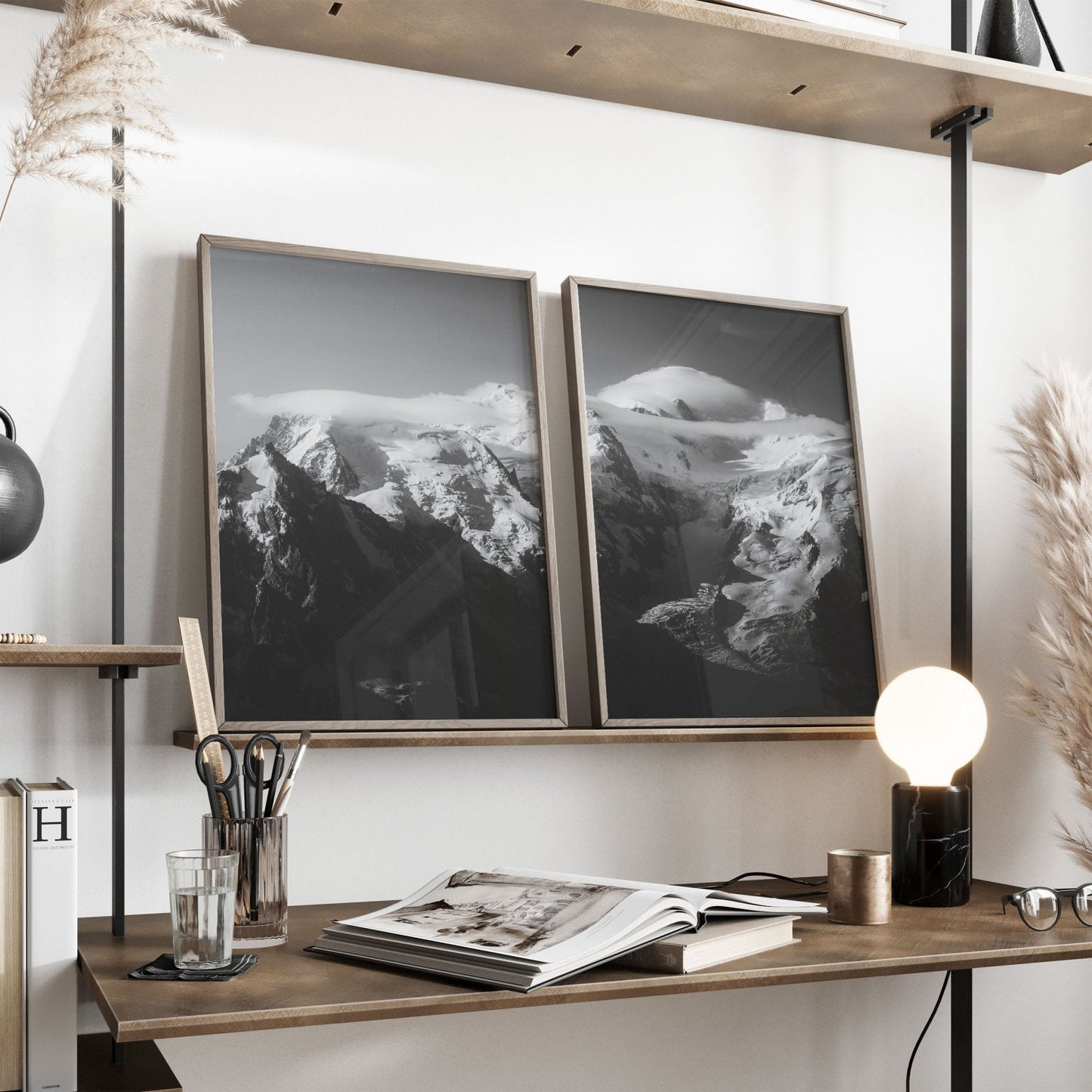 Mont Blanc Massif Monochrome Wall Art – Premium Mountain Photography Prints