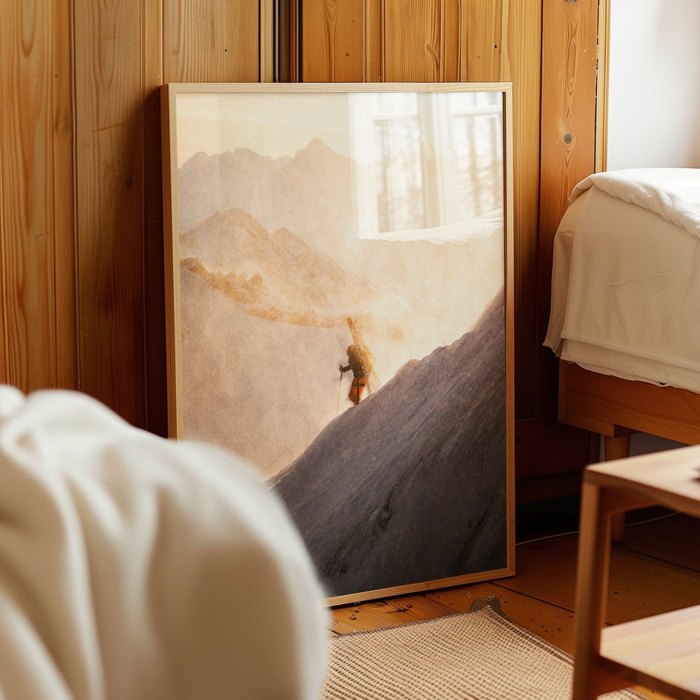 Skier on Midi Arete Wall Art Print | Chamonix Ski Adventure Decor