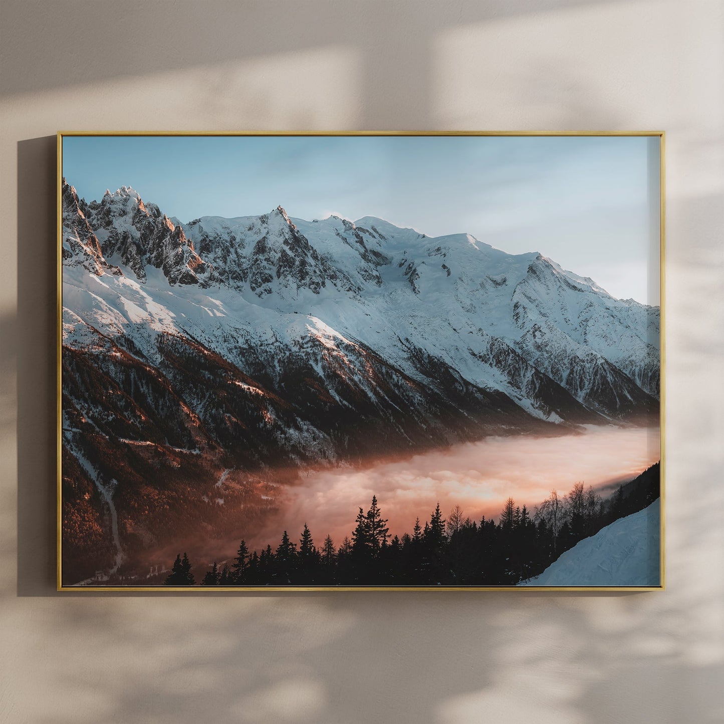 Mont Blanc Massif Sunset Wall Art - Golden Hour Chamonix Landscape Print
