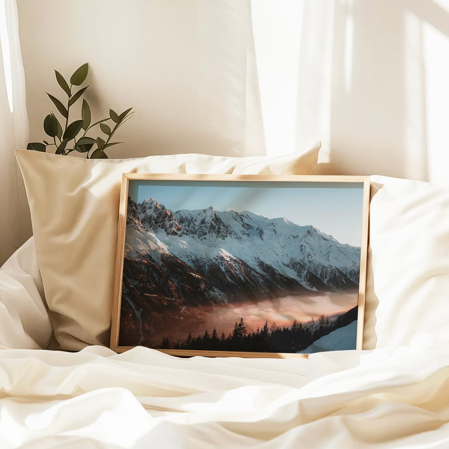 Mont Blanc Massif Sunset Wall Art - Golden Hour Chamonix Landscape Print