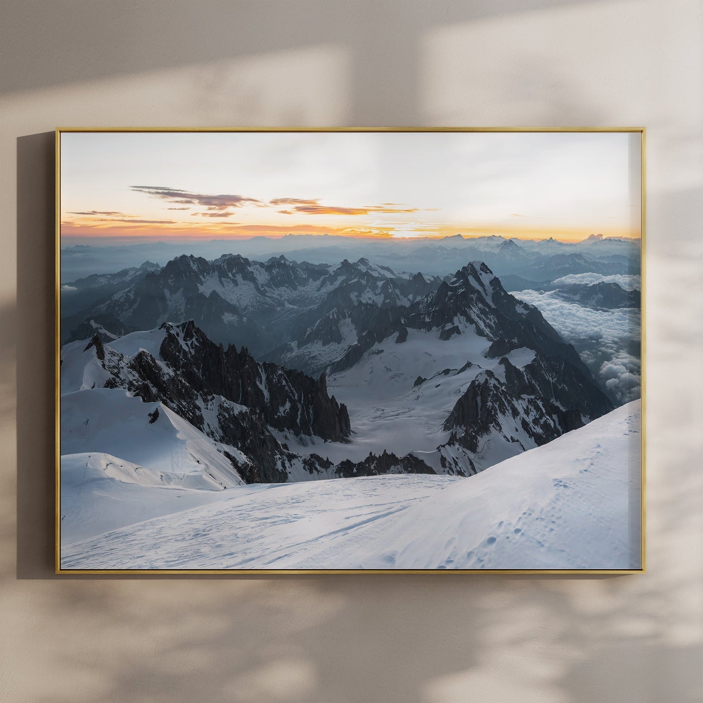 Mont Blanc Summit Wall Art Print – Stunning Alpine Landscape at Sunrise