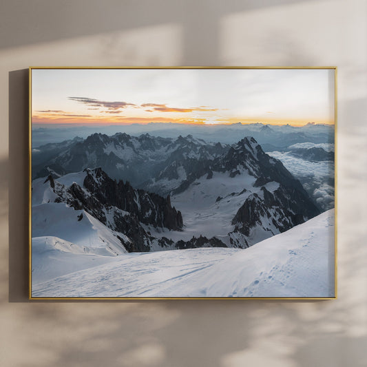 Mont Blanc Summit Wall Art Print – Stunning Alpine Landscape at Sunrise