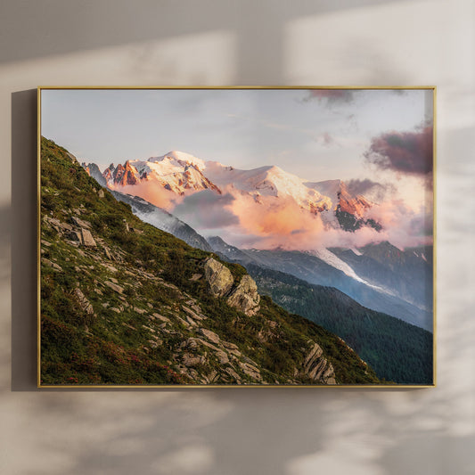 Mont Blanc Massif Sunset Wall Art Print - Chamonix Print