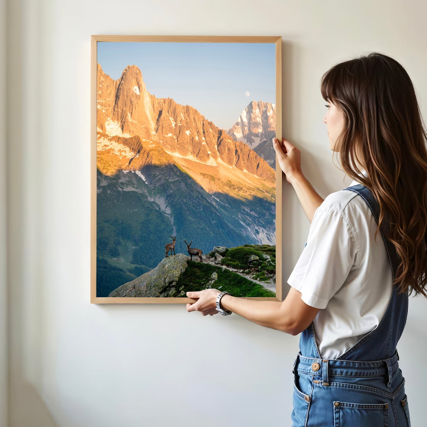 Les Drus Ibex Sunset Print – Mont Blanc Alpine Wildlife and Nature Wall Art