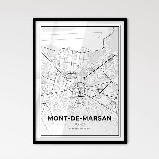 Mont-de-Marsan France - Scandinavian Style City Map for Modern Home Decor