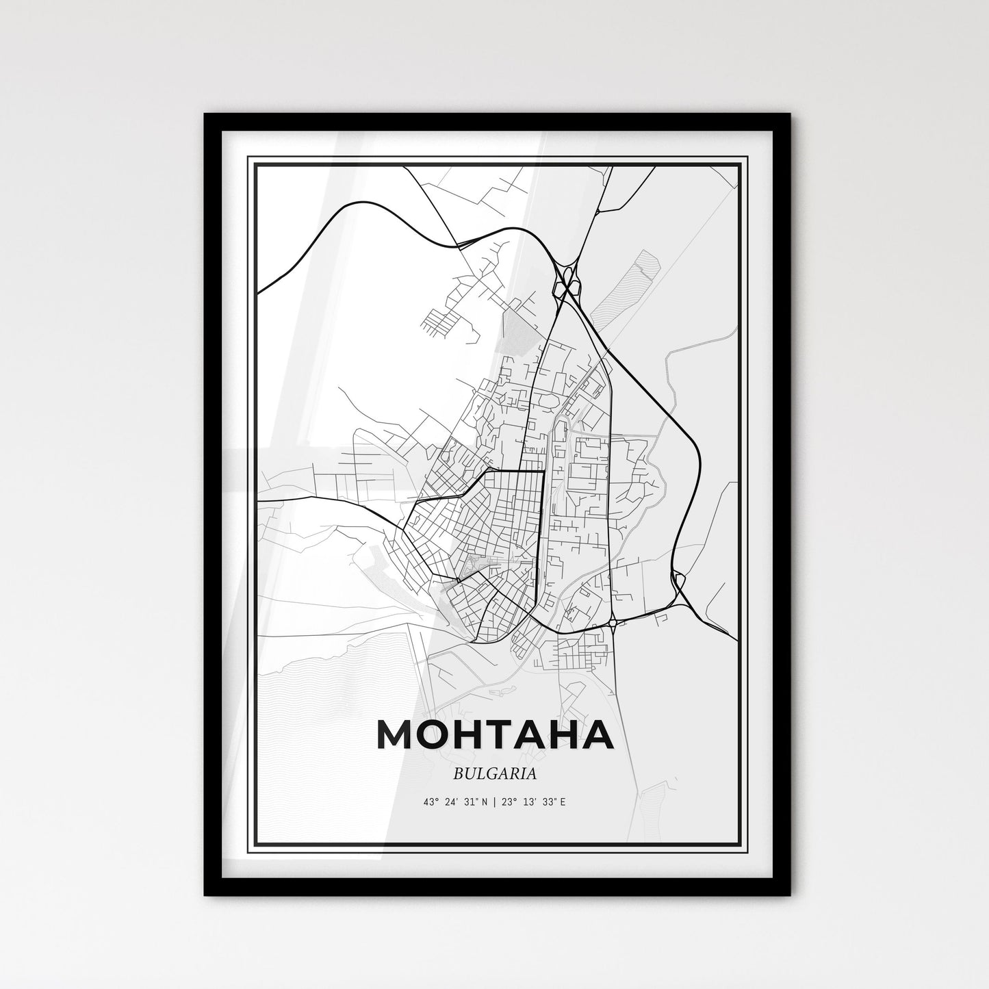 Montana Bulgaria - Scandinavian Style City Map for Modern Home Decor