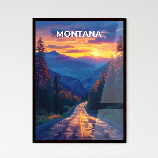 Montana Mountainscape Artwork | Vibrant Painting | Road Trees Background | Abstract Impressionist Art | Scenic Landscape | Digital Wall Art