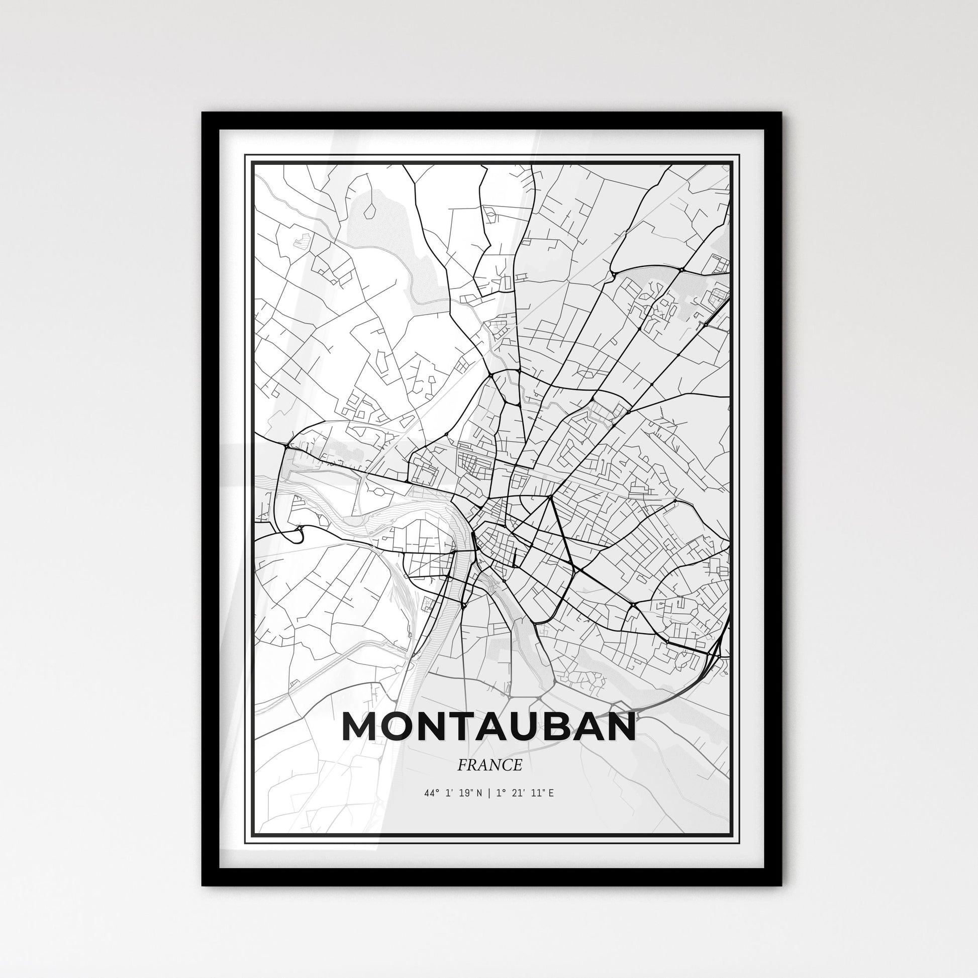 Montauban France - Scandinavian Style City Map for Modern Home Decor