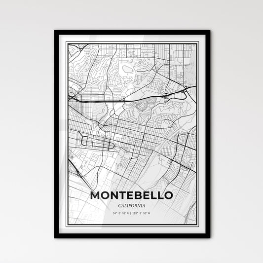 Montebello California - Scandinavian Style City Map for Modern Home Decor