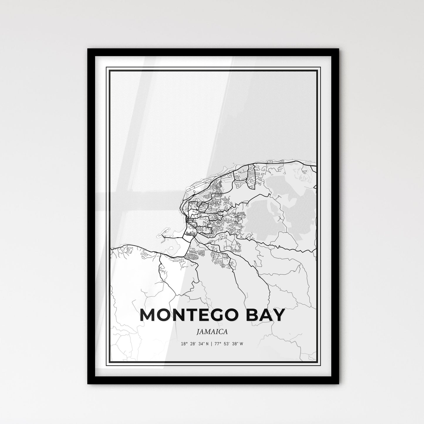 Montego Bay Jamaica - Scandinavian Style City Map for Modern Home Decor