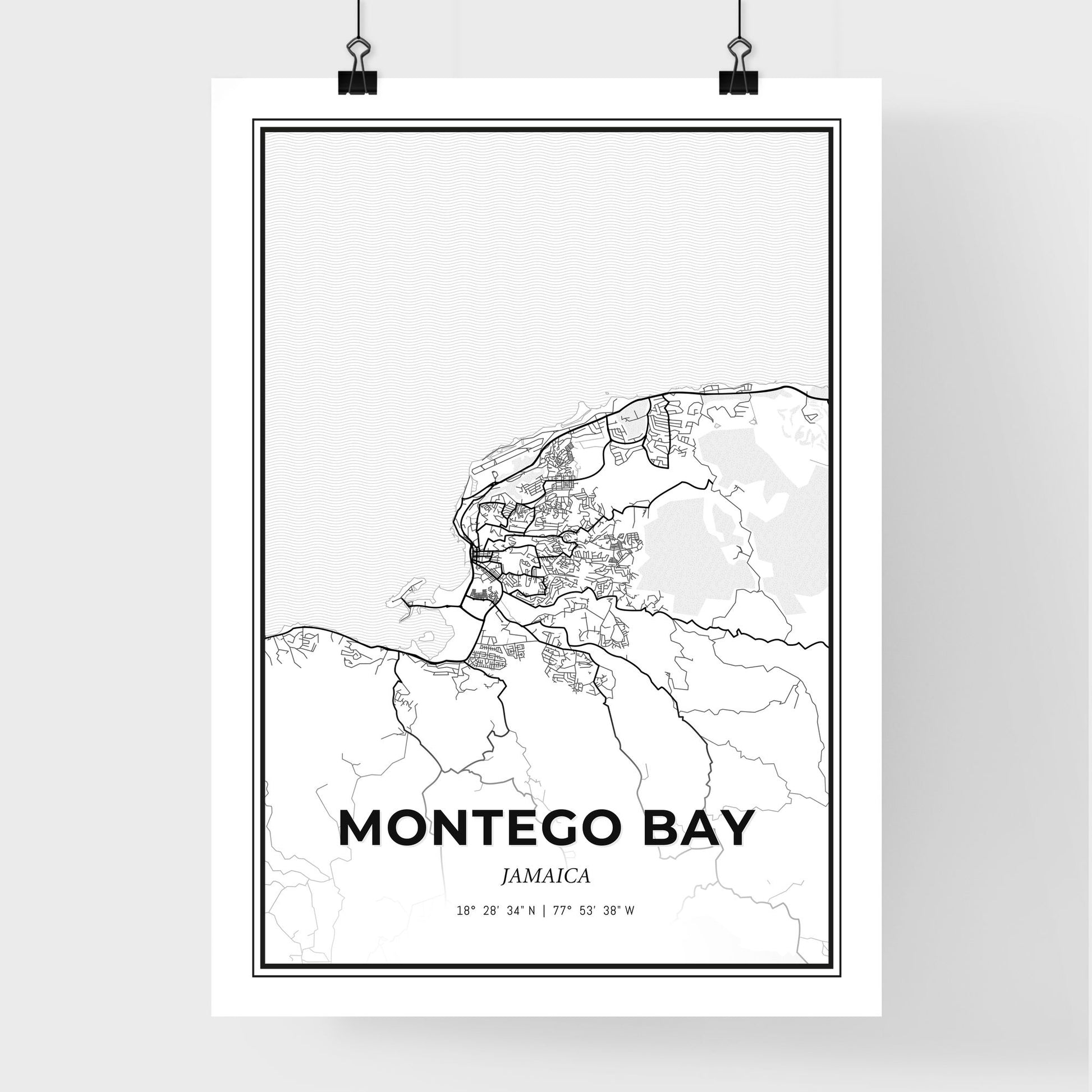 Montego Bay Jamaica - Premium City Map Poster