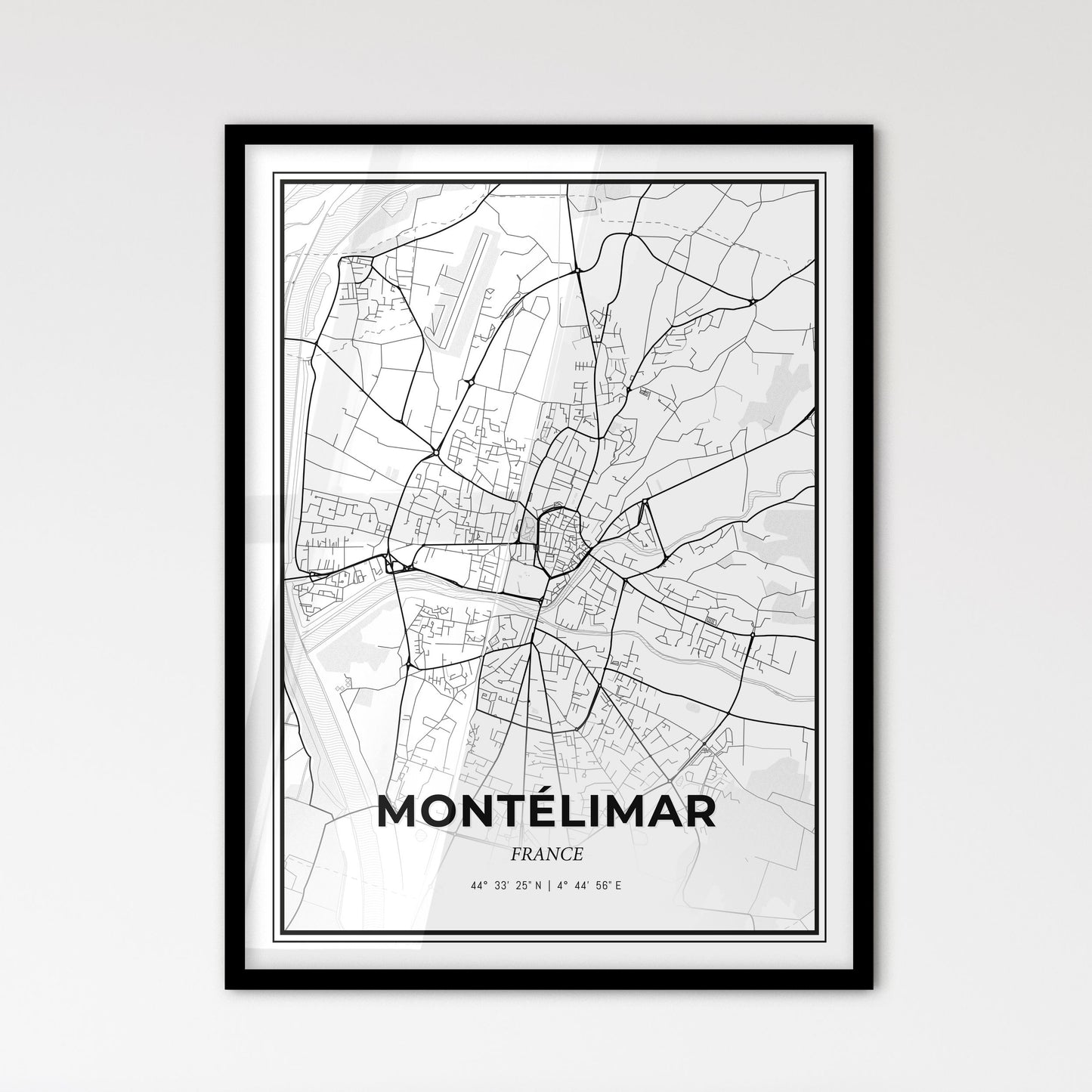 Montélimar France - Scandinavian Style City Map for Modern Home Decor