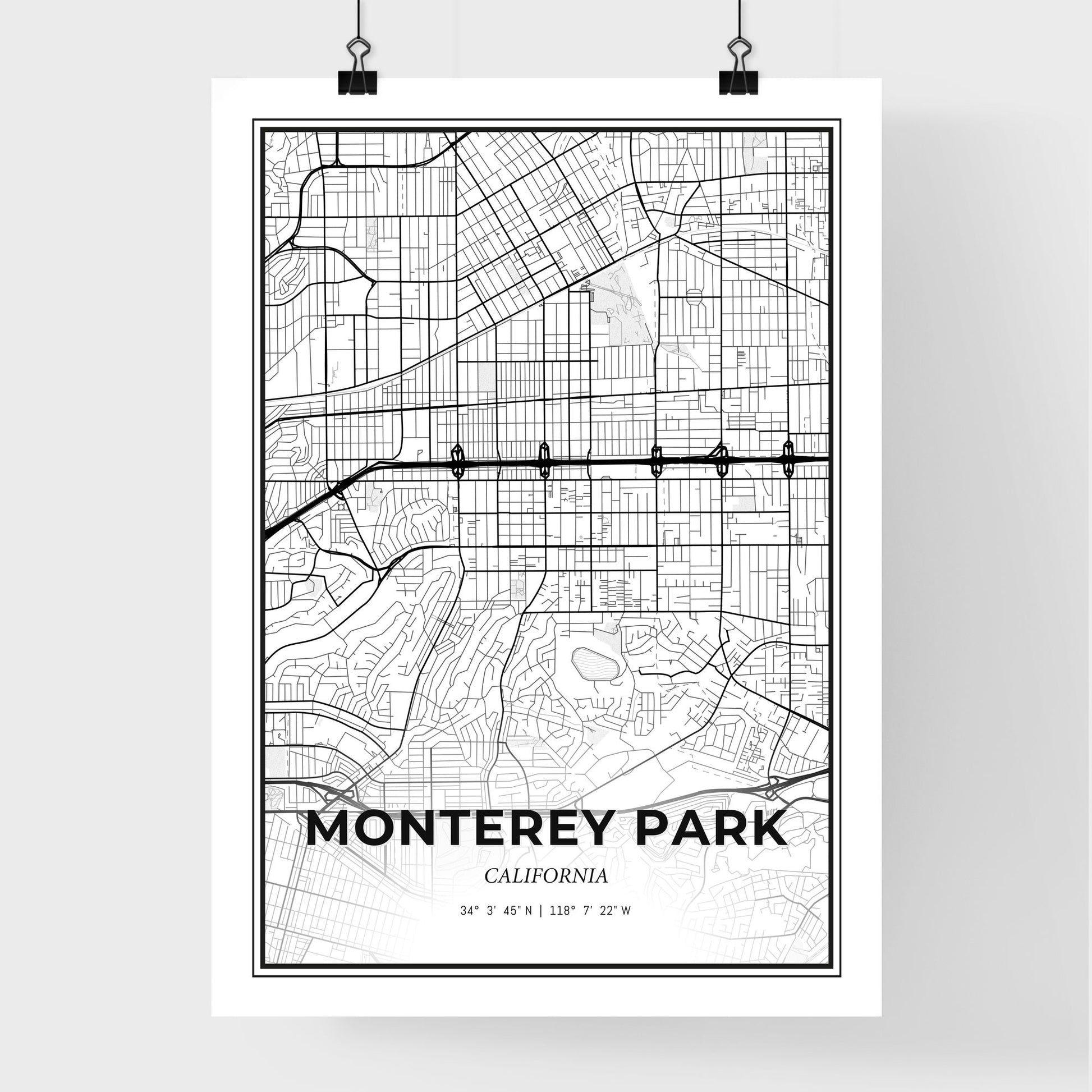 Monterey Park California - Premium City Map Poster