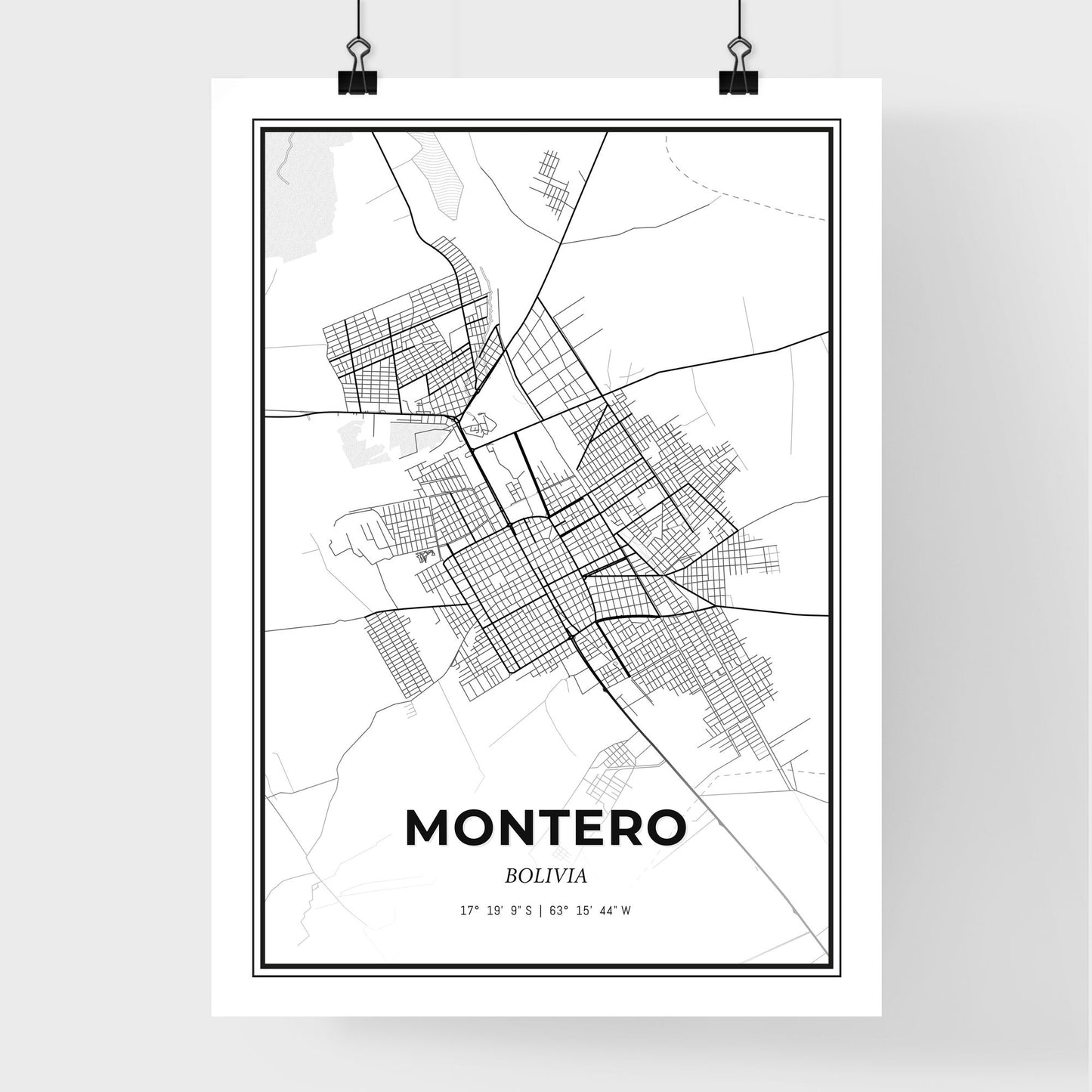 Montero Bolivia - Premium City Map Poster