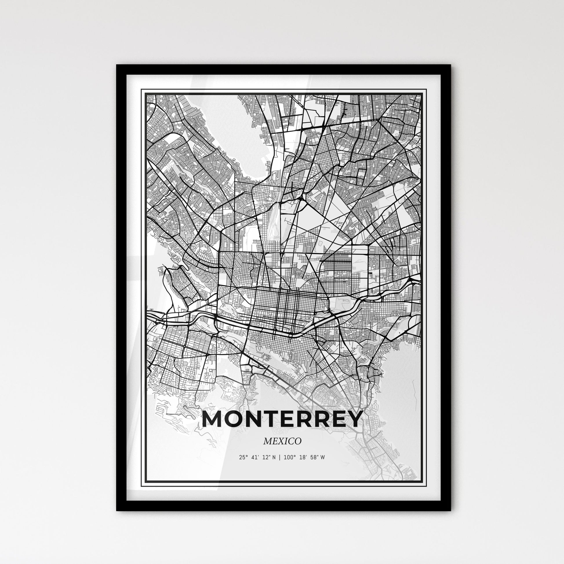 Monterrey Mexico - Scandinavian Style City Map for Modern Home Decor