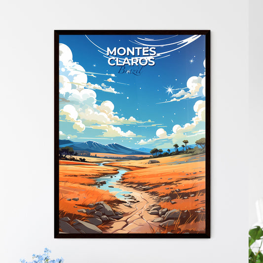 Expressive Art Depiction of Montes Claros Brazil Skyline with Flowing River Default Title