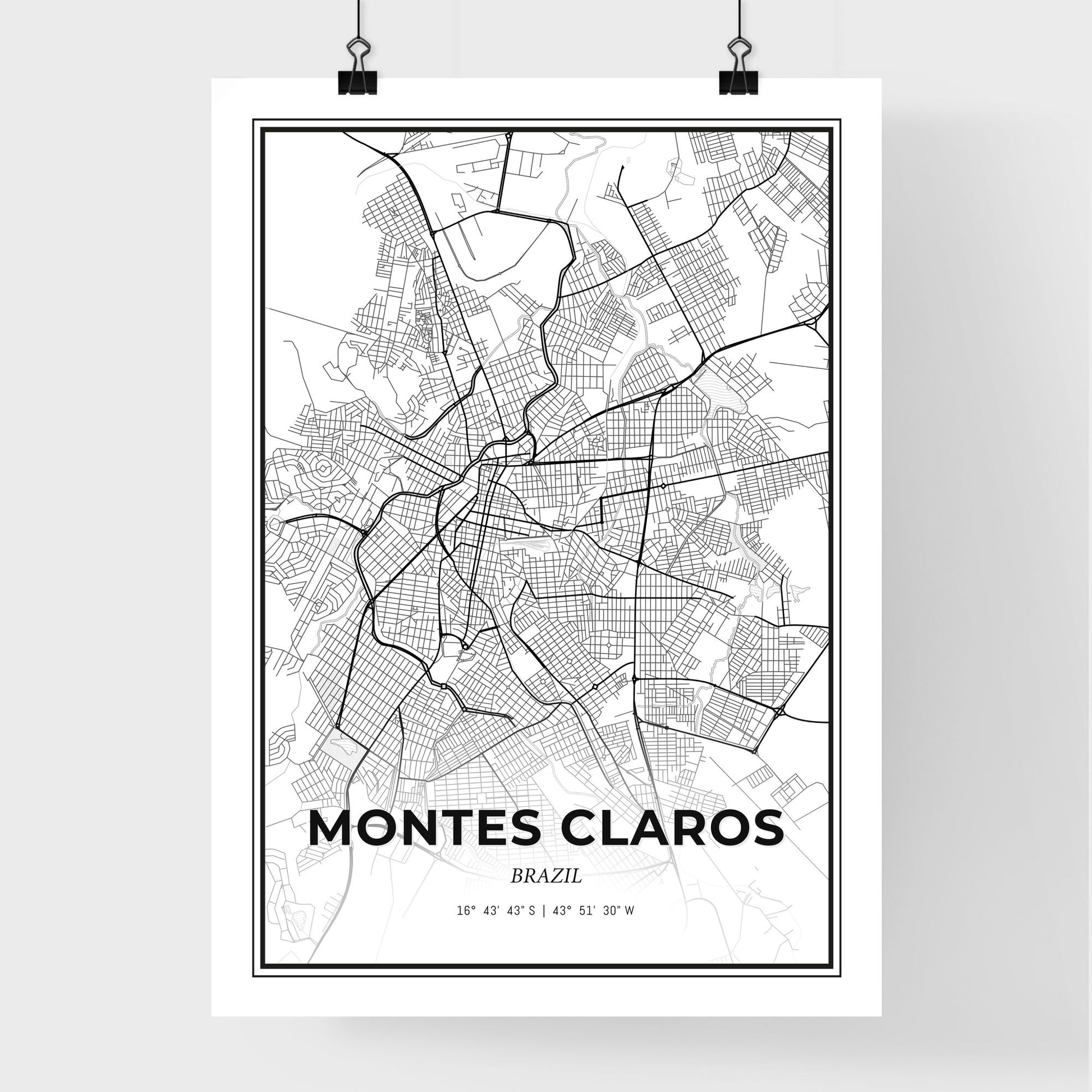 Montes Claros Brazil - Premium City Map Poster